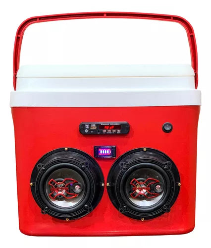 Cooler Térmica Bluetooth Bateria 32l Termico Som Usb Fm 100w