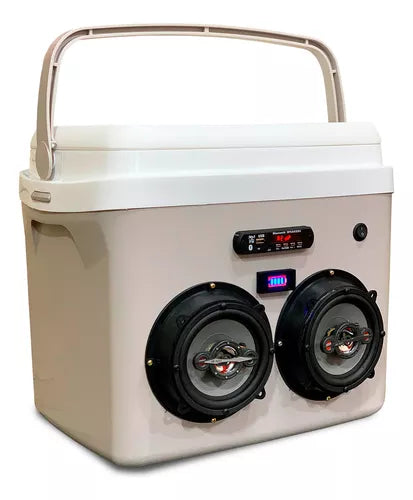 Caixa Térmica Cooler Com Alça 32l Som Bluetooth Usb Bateria