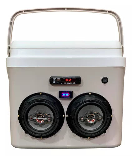 Caixa Térmica Cooler Com Alça 32l Som Bluetooth Usb Bateria